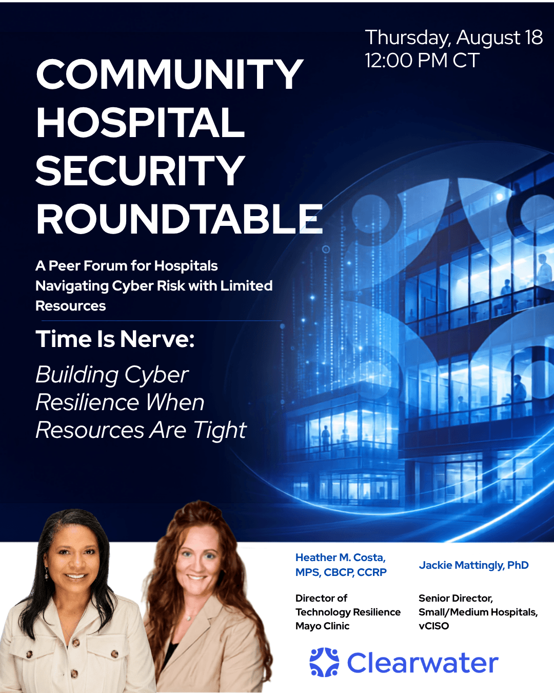 Community Hospital Security Roundtable | September 17 | 12:00PM CT | Virtual